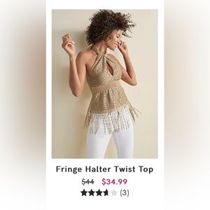 Gold Fringe Halter Top